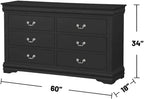 Louis Philippe III 6-Drawer Dresser, Classic Wooden Bedroom Storage Acme Furniture