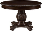 Chateau de Ville Espresso Single Pedestal Extension Dining Table – Round Parquet Top with Ornate Carvings