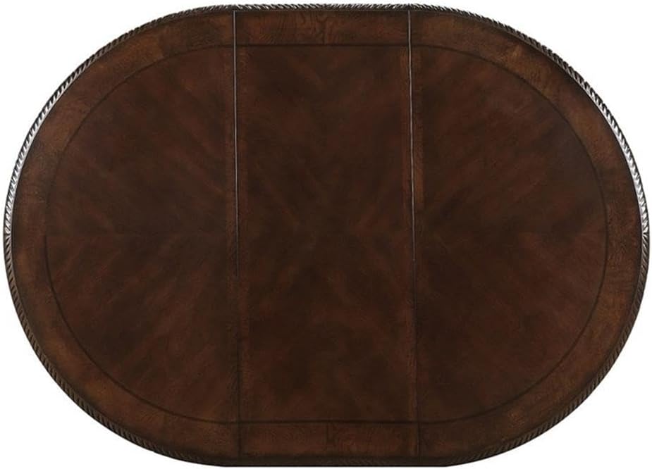 Chateau de Ville Espresso Single Pedestal Extension Dining Table – Round Parquet Top with Ornate Carvings