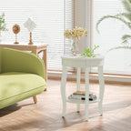 Alysa Accent Table with Drawer and Shelf, Round Side Table for Living Room