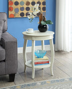 Alysa Accent Table with Drawer and Shelf, Round Side Table for Living Room