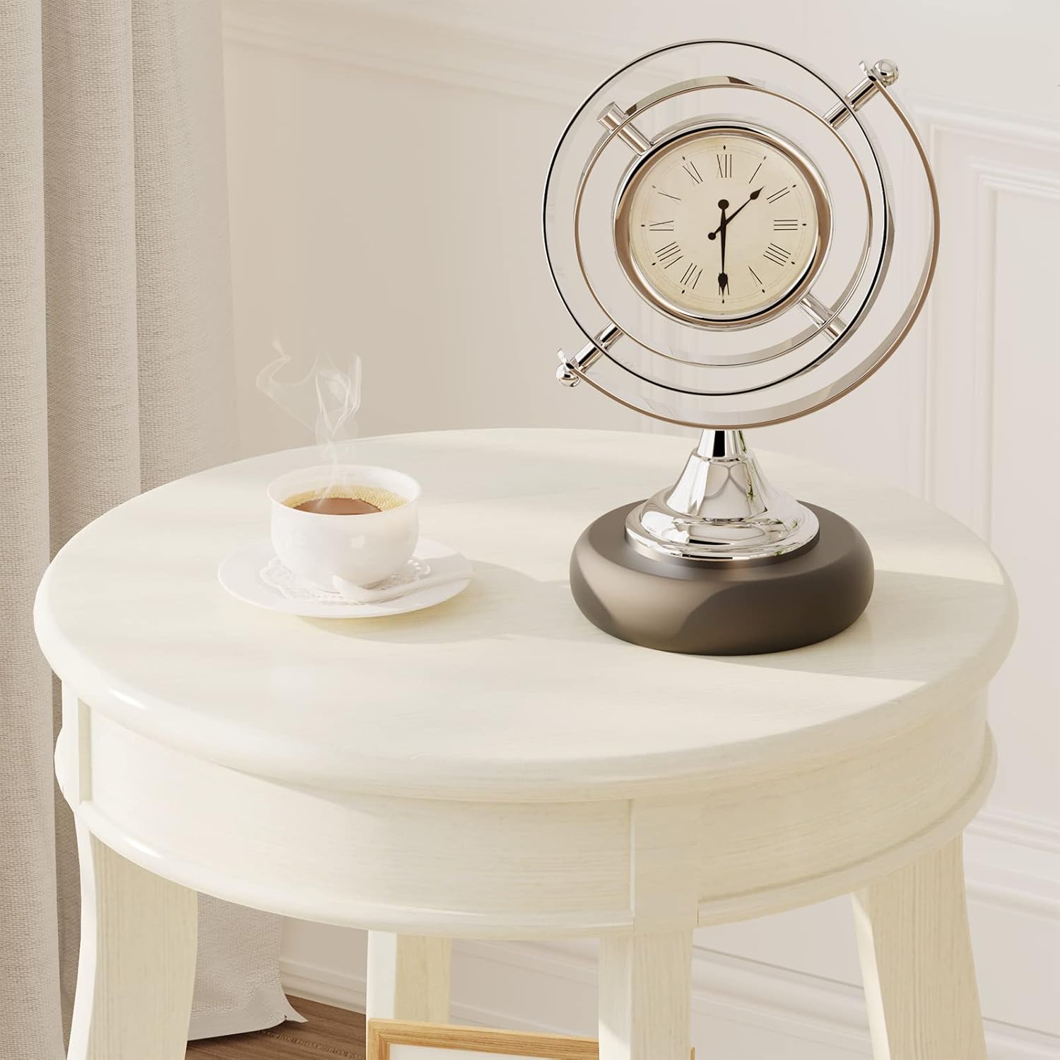 Alysa Accent Table with Drawer and Shelf, Round Side Table for Living Room