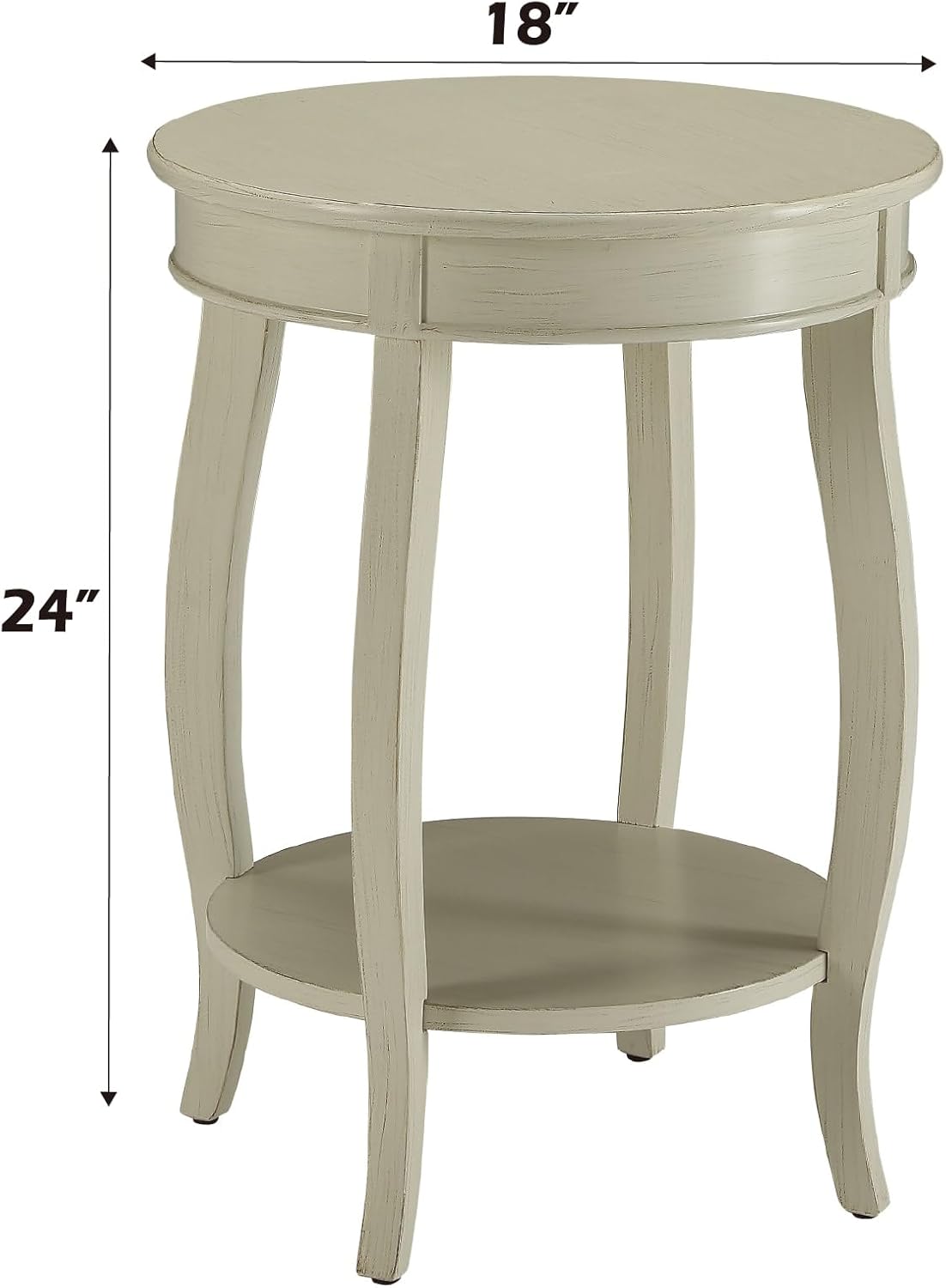 Alysa Accent Table with Drawer and Shelf, Round Side Table for Living Room
