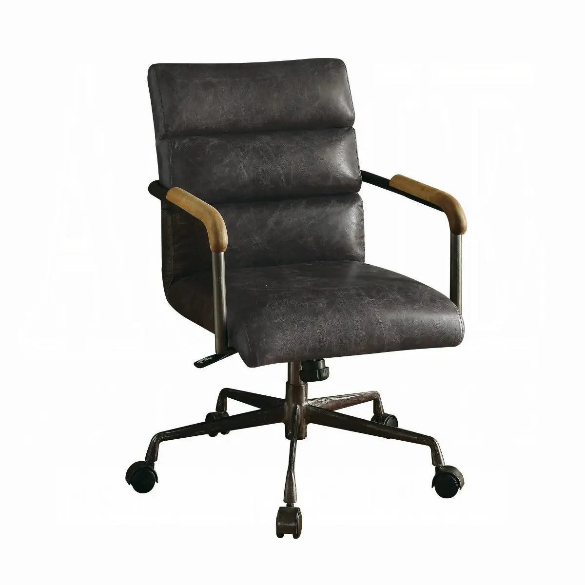 Harith Genuine Leather Swivel Office Chair in Antique Ebony, Executive Adjustable Chair with Casters Acme Furniture