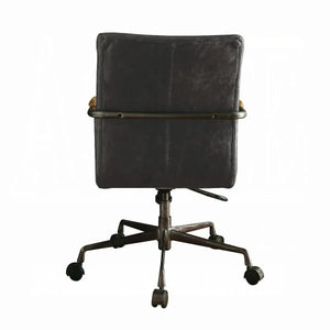 Harith Genuine Leather Swivel Office Chair in Antique Ebony, Executive Adjustable Chair with Casters Acme Furniture