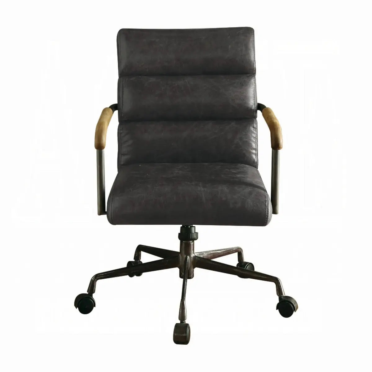 Harith Genuine Leather Swivel Office Chair in Antique Ebony, Executive Adjustable Chair with Casters Acme Furniture