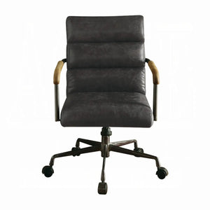 Harith Genuine Leather Swivel Office Chair in Antique Ebony, Executive Adjustable Chair with Casters Acme Furniture