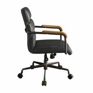 Harith Genuine Leather Swivel Office Chair in Antique Ebony, Executive Adjustable Chair with Casters Acme Furniture