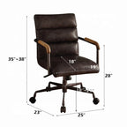 Harith Genuine Leather Swivel Office Chair in Antique Ebony, Executive Adjustable Chair with Casters Acme Furniture