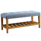 Entryway Shoe Bench Storage Upholstered Bench with Bottom Shelf for Hallway Living Room Bedroom