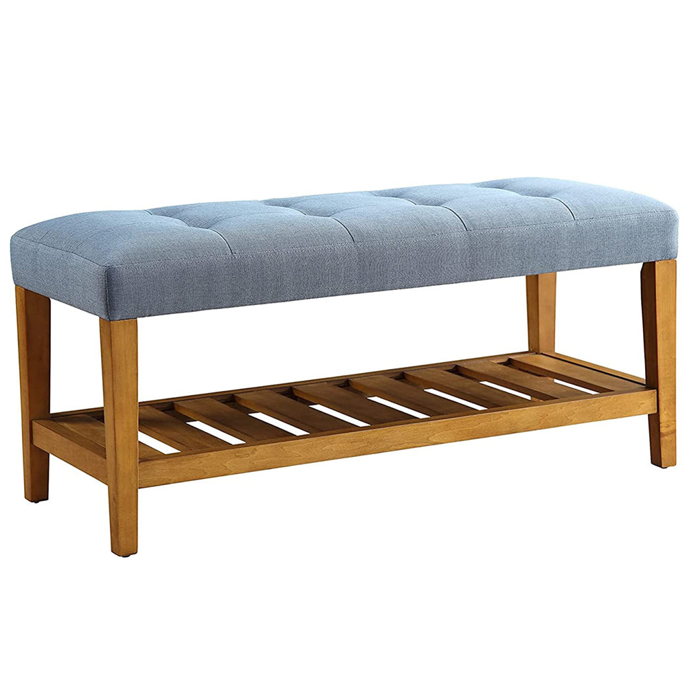 Entryway Shoe Bench Storage Upholstered Bench with Bottom Shelf for Hallway Living Room Bedroom