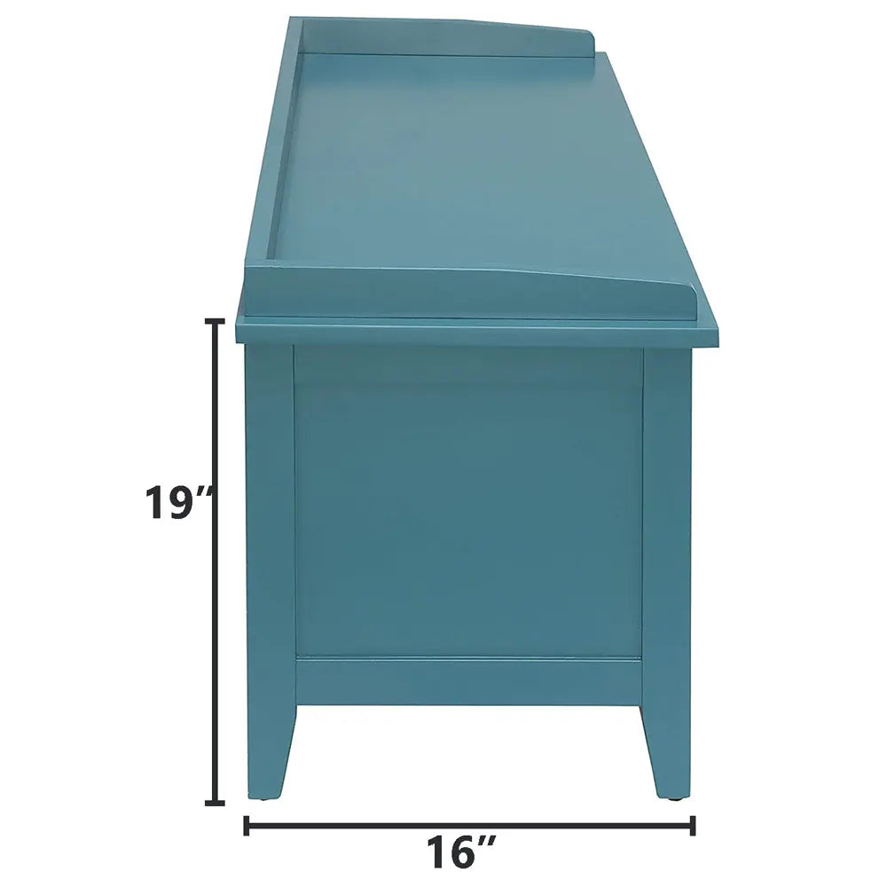 Flavius 3-Drawer Wooden Storage Bench in  Teal with Rattan Baskets, Rectangular Entryway Bench Acme Furniture