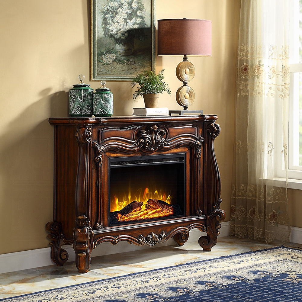 Versailles Rectangular Carving Wooden Frame Electric Fireplace