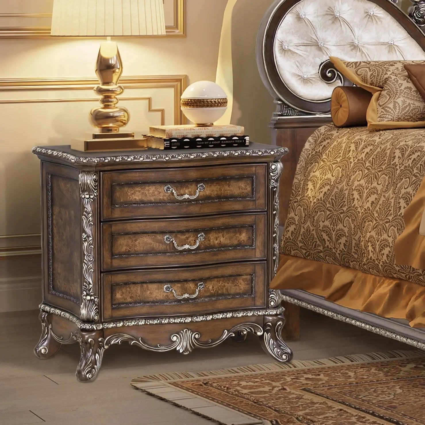 Devany 3-Drawer Nightstand in Cherry Acme Furniture