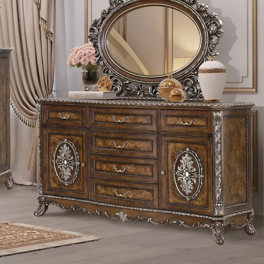 Devany Wood & Resin 6-Drawer Transitional Dresser in Rich Cherry Acme Furniture