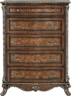Devany 5-Drawer Transitional Wood & Resin Chest in Rich Cherry Acme Furniture