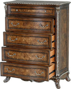 Devany 5-Drawer Transitional Wood & Resin Chest in Rich Cherry Acme Furniture