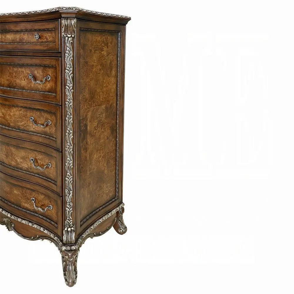 Devany 5-Drawer Transitional Wood & Resin Chest in Rich Cherry Acme Furniture