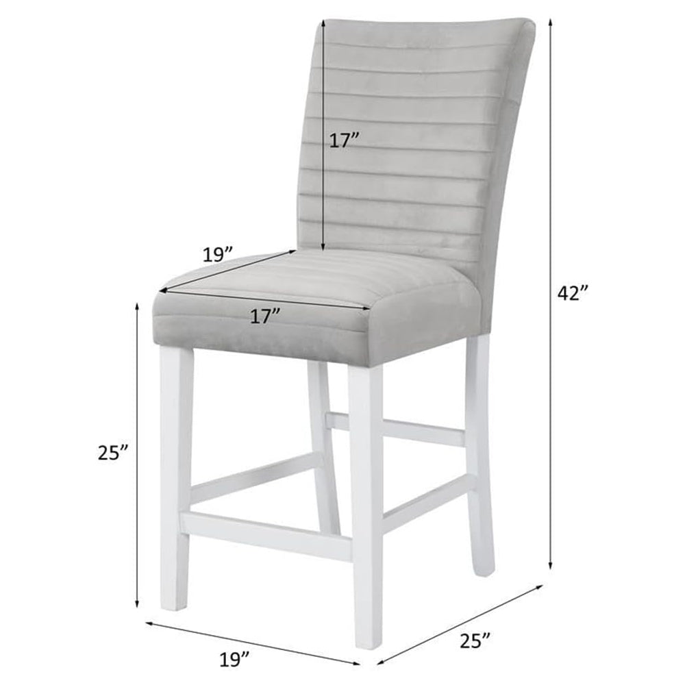 Set of 2 Counter Height Chair, Gray and White