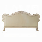 Bone White Dresden Upholstered Faux Leather Leatherette Tufted Sofa with Carvings & Claw Feet | 86" Classic Ornate Sofa