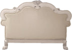 Bone White Dresden Upholstered Faux Leather Leatherette Tufted Sofa with Carvings & Claw Feet | 64" Classic Ornate Sofa