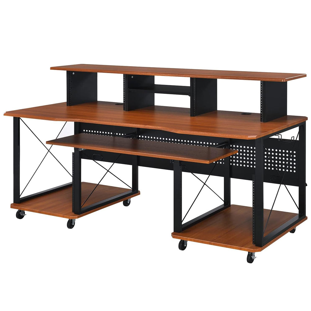 Music Desk, Included Wheels, Multiple Functional & Storage Spaces, in White Finish