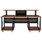 Music Desk, Included Wheels, Multiple Functional & Storage Spaces, in White Finish