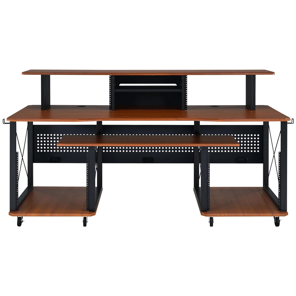 Music Desk, Included Wheels, Multiple Functional & Storage Spaces, in White Finish