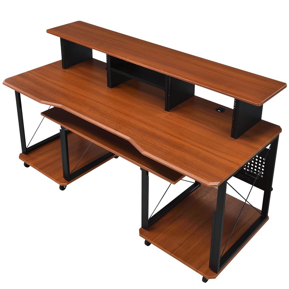 Music Desk, Included Wheels, Multiple Functional & Storage Spaces, in White Finish