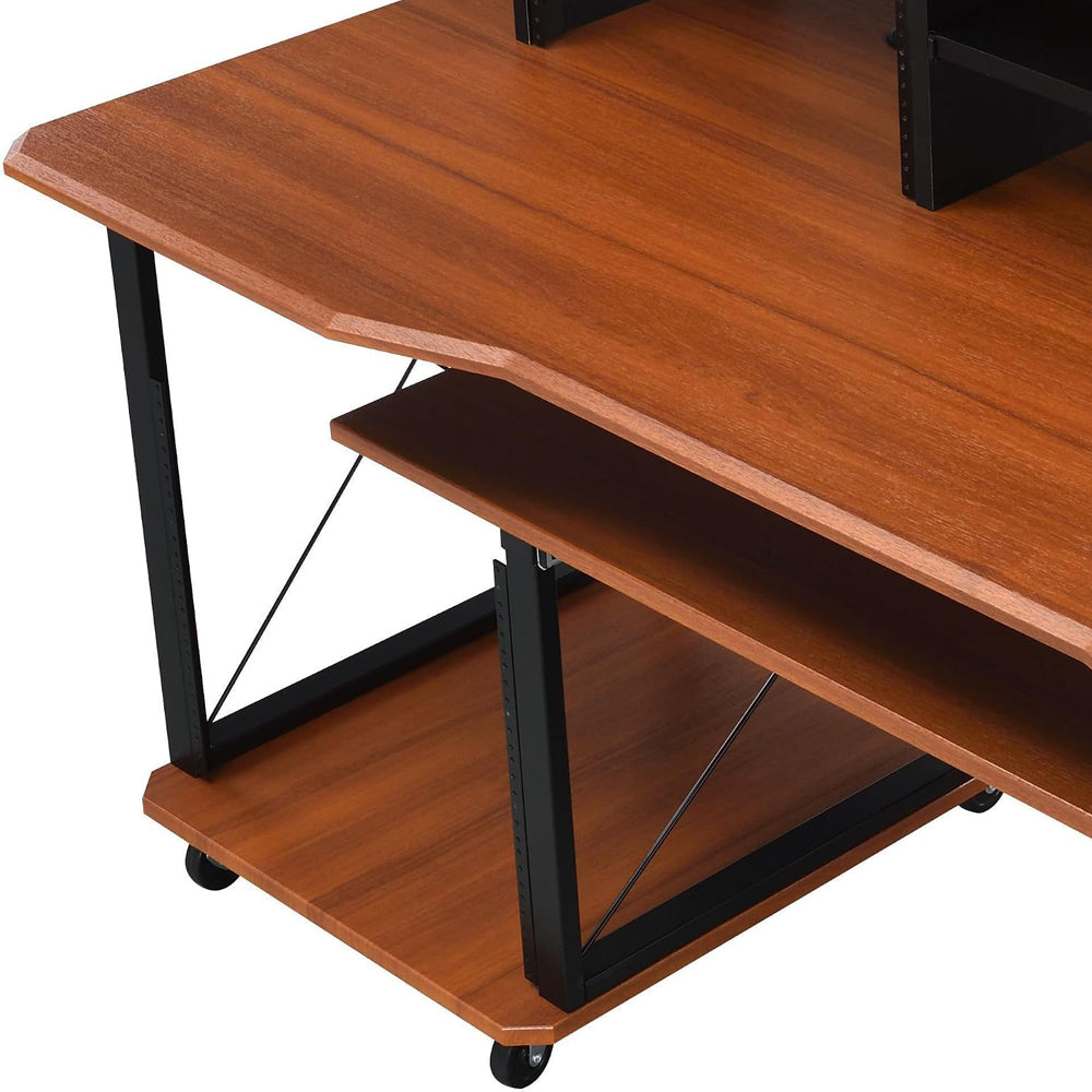 Music Desk, Included Wheels, Multiple Functional & Storage Spaces, in White Finish