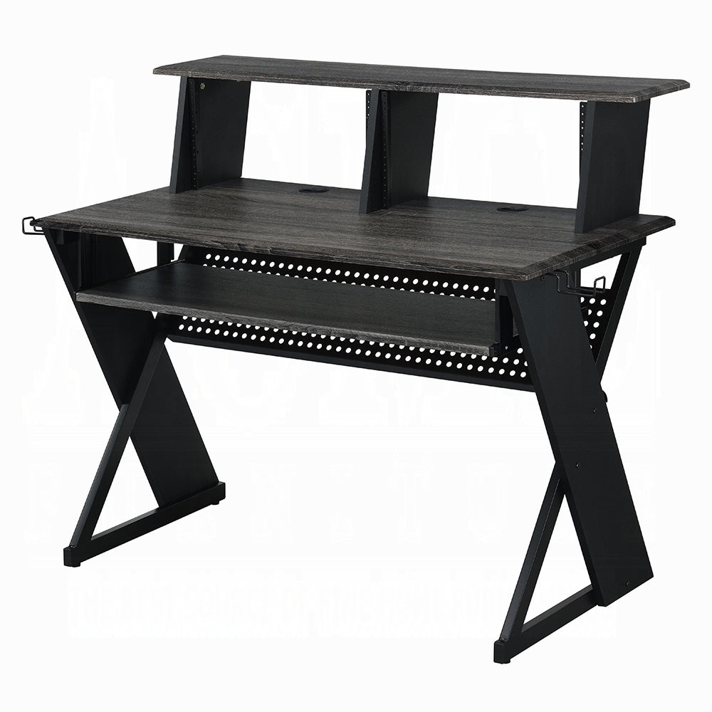 Rectangular Music Desk Table with Earphone Rack Black