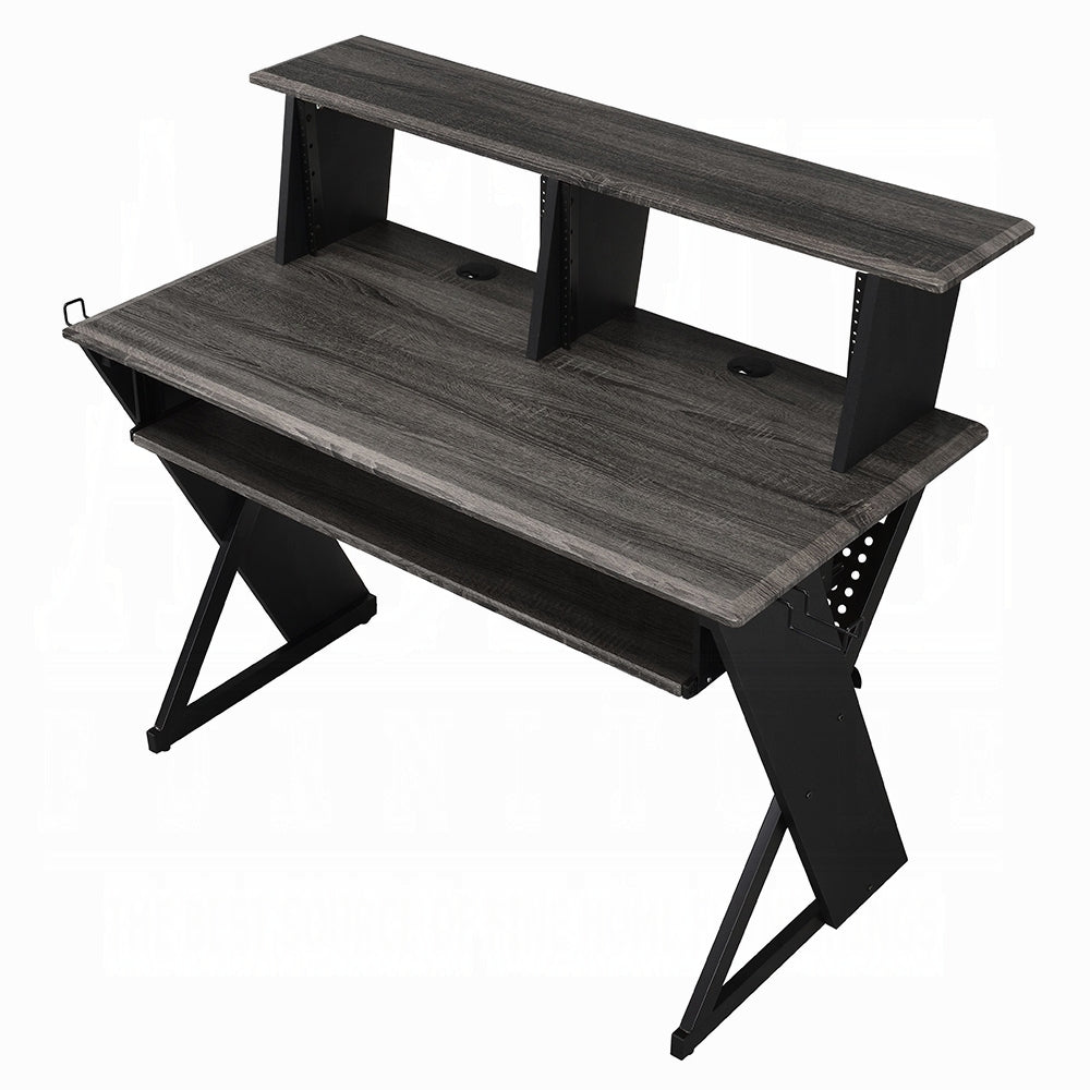 Rectangular Music Desk Table with Earphone Rack Black
