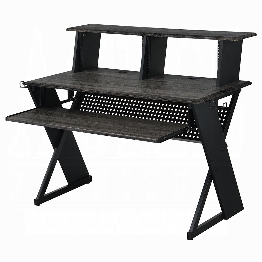 Rectangular Music Desk Table with Earphone Rack Black