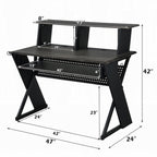 Rectangular Music Desk Table with Earphone Rack Black