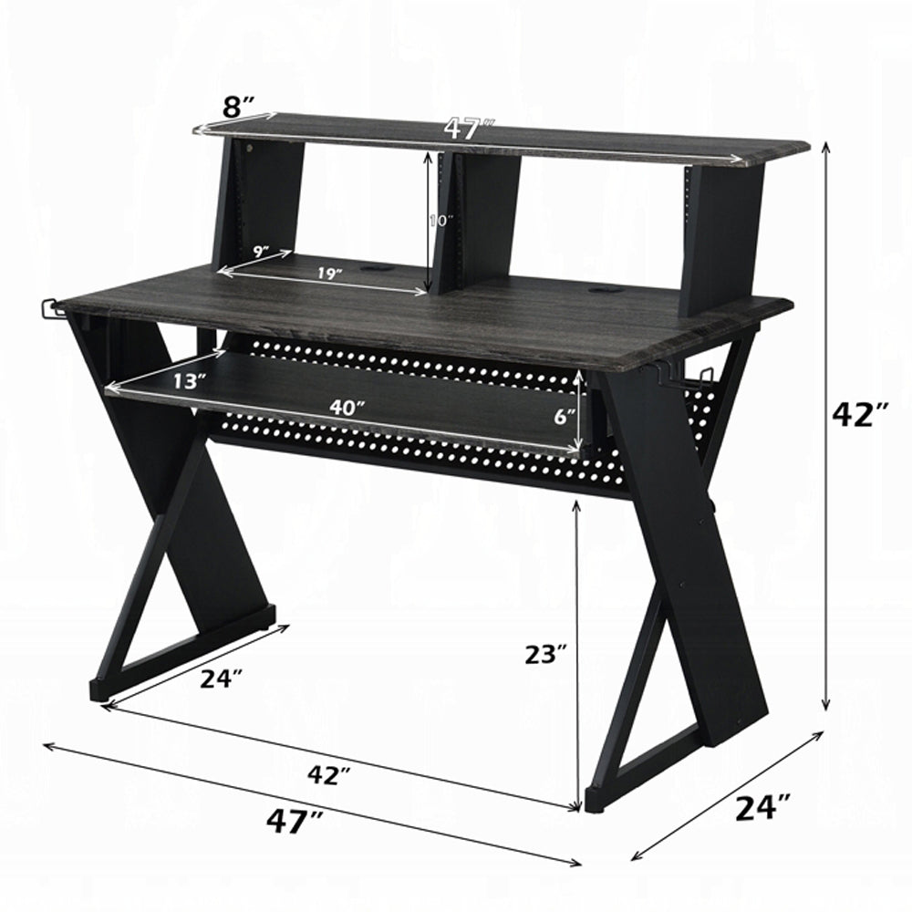 Rectangular Music Desk Table with Earphone Rack Black