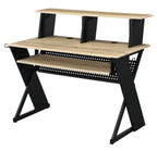 Rectangular Music Desk Table with Earphone Rack, Natural and Black