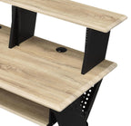 Rectangular Music Desk Table with Earphone Rack, Natural and Black