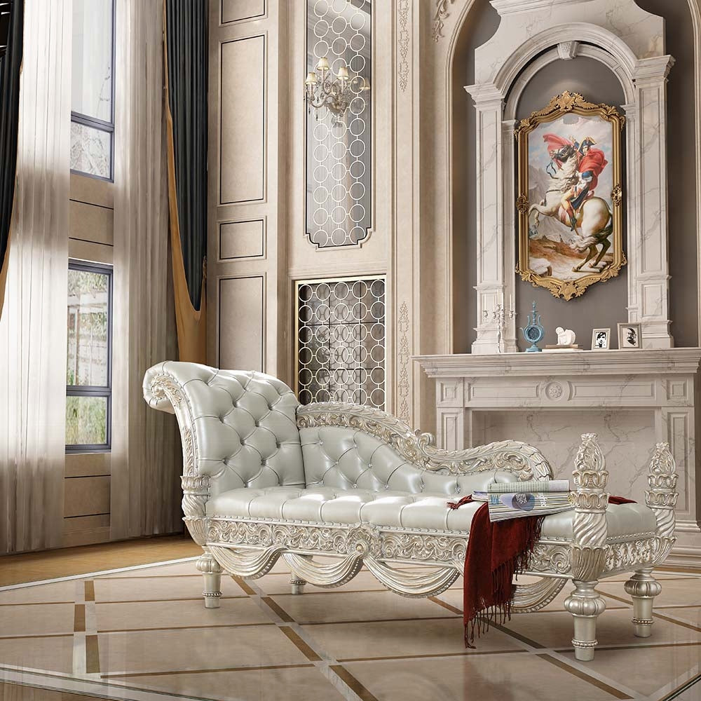 Chaise Lounge PU Leather with Armrest Button Tufted Lounge Sofa Indoor