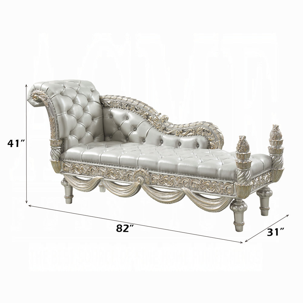 Chaise Lounge PU Leather with Armrest Button Tufted Lounge Sofa Indoor