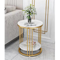 Marble Coffee Table Side End Table Bedside Table 2-tier Shelf Heavy Duty Base