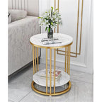 Marble Coffee Table Side End Table Bedside Table 2-tier Shelf Heavy Duty Base