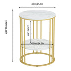 Marble Coffee Table Side End Table Bedside Table 2-tier Shelf Heavy Duty Base