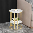 Marble Coffee Table Side End Table Bedside Table 2-tier Shelf Heavy Duty Base