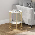 Marble Coffee Table Side End Table Bedside Table 2-tier Shelf Heavy Duty Base