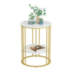 Marble Coffee Table Side End Table Bedside Table 2-tier Shelf Heavy Duty Base