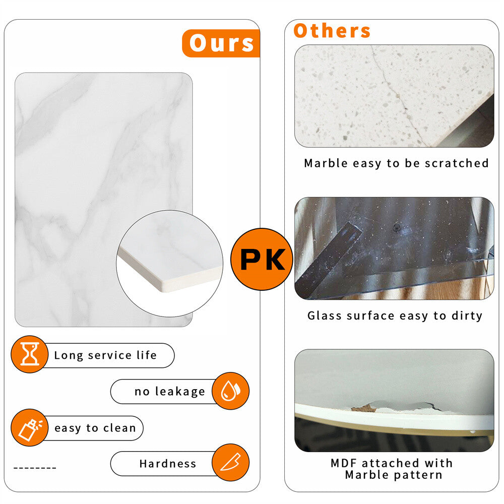 Marble Coffee Table Side End Table Bedside Table 2-tier Shelf Heavy Duty Base
