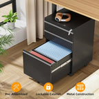 3-Drawer Mobile File Cabinets Rolling Metal Filing Cabinet for Legal & Letter File Anti-tilt Design with Lock Under Desk Office Drawers