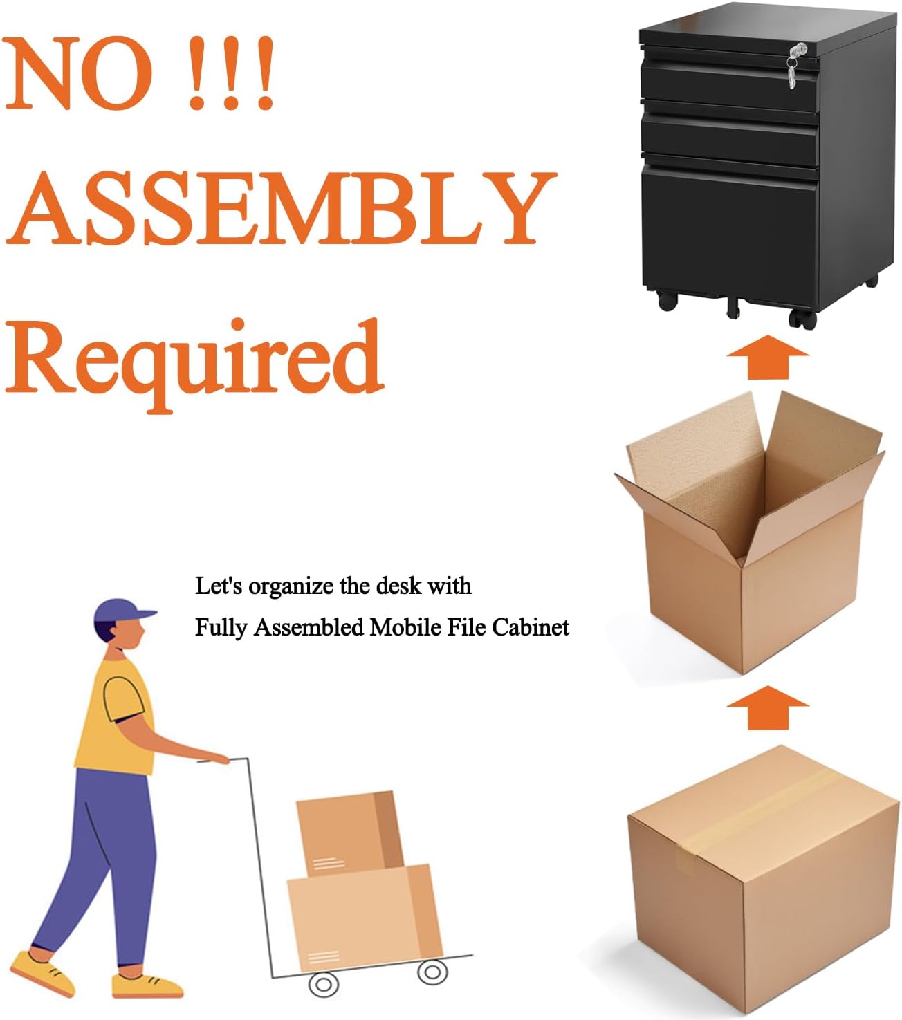 3-Drawer Mobile File Cabinets Rolling Metal Filing Cabinet for Legal & Letter File Anti-tilt Design with Lock Under Desk Office Drawers