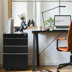 3-Drawer Mobile File Cabinets Rolling Metal Filing Cabinet for Legal & Letter File Anti-tilt Design with Lock Under Desk Office Drawers