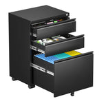 3-Drawer Mobile File Cabinets Rolling Metal Filing Cabinet for Legal & Letter File Anti-tilt Design with Lock Under Desk Office Drawers